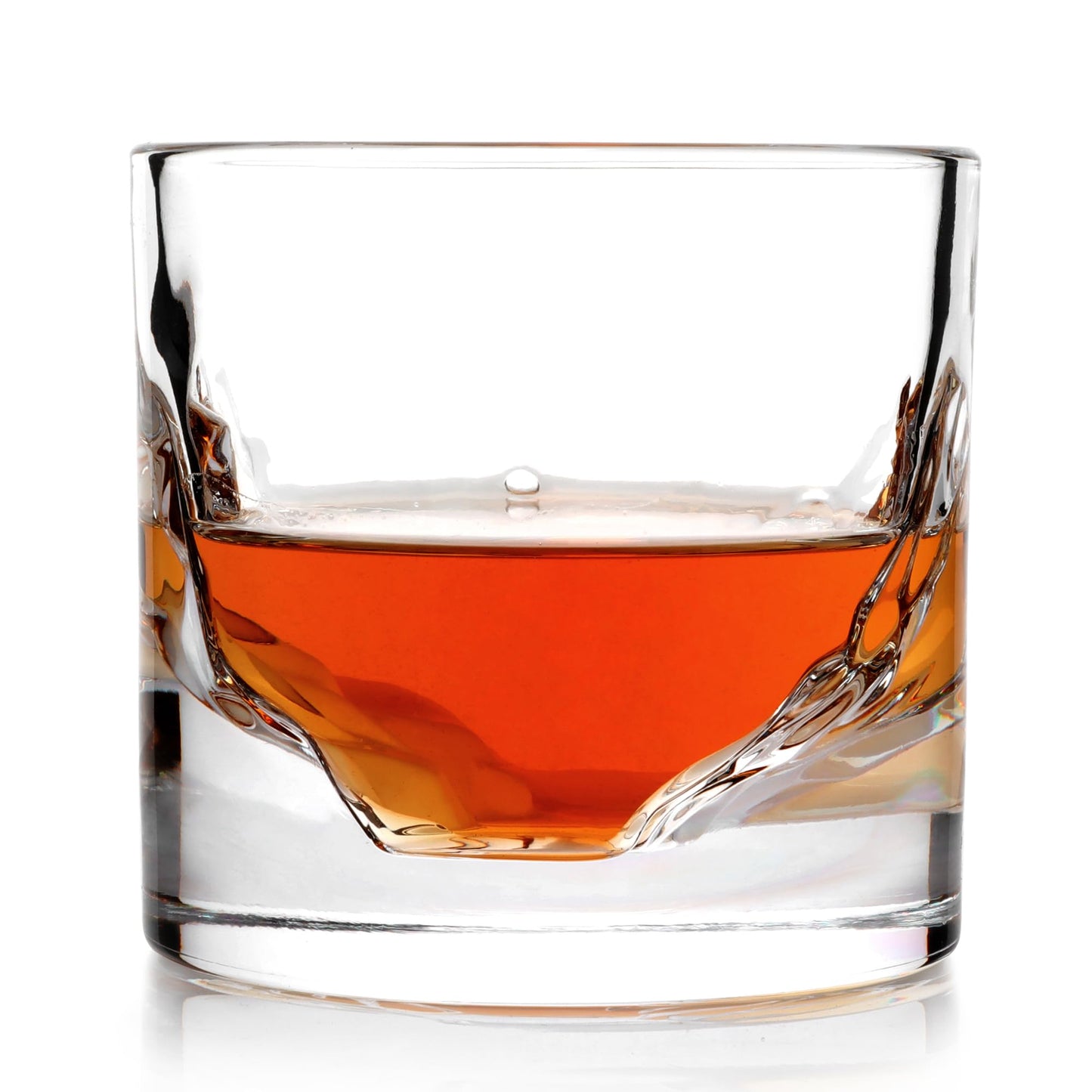 LIITON Grand Canyon Heavy Crystal Whiskey Glasses Gift Set of 4, Thick Freezable Bourbon Glass 1lb Each, Premium Whiskey Gifts for Men, Frozen Crystal Chills Cocktails, 10 oz