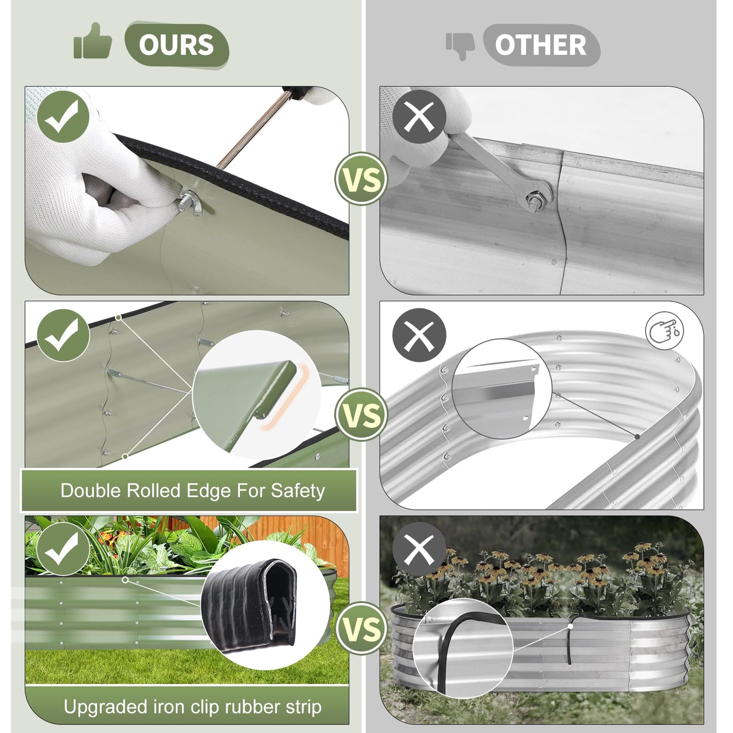 Permade Galvanized Raised Garden Bed Outdoor- Raised Beds for Gardening| Metal Planter Box, Steel Raised Garden Bed Kit with Safety Edging and Gloves for Vegetables, Flower, Herbs (4x2x1FT, Green)