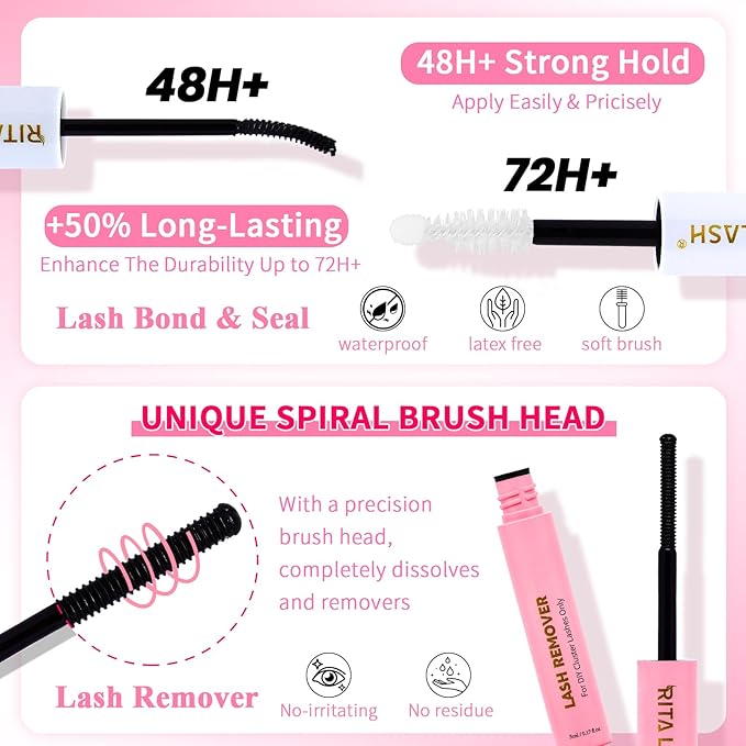 Lash Clusters Kit DIY Lash Extension Kit 3 Boxes Cluster Lashes 1930Pcs Cluster Eyelash Extensions Wispy Eyelash Clusters with Lash Bond&Seal,Gift Packs for Beginners Bulk Pack(12 Counts Lash Kit-1)
