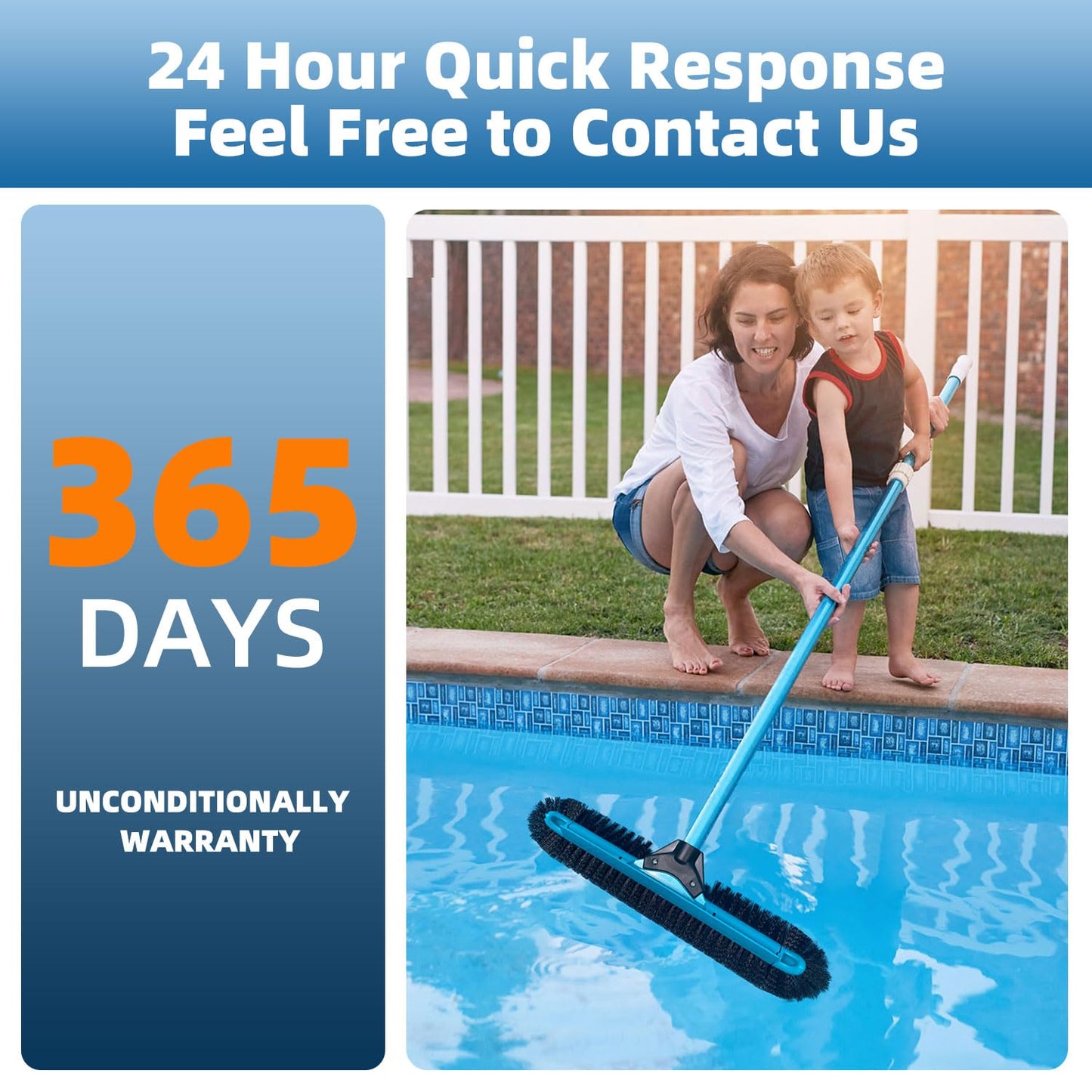 WXFANA 20" Wide Pool Brush Head, Heavy Duty Pool Cleaning Brush with 12-Rows Soft Bristles, Inground/Above Ground Pool Brushes with Curved Ends, Safe for Vinyl Liner