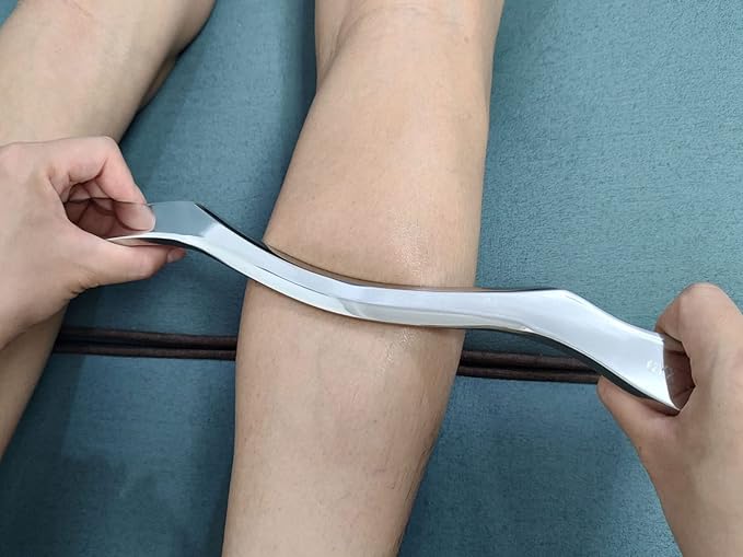 Muscle Scraper Stainless Steel Gua Sha Scraping Massage Tool,IASTM Tools, Great Soft Tissue Physical Therapy 14 Inch Long（Double Edge）