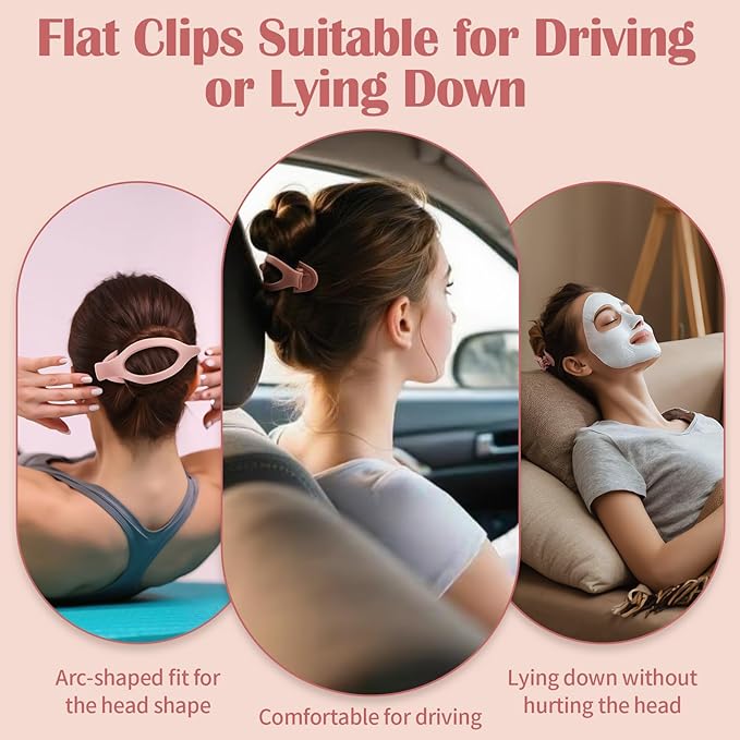 9 Pack Flat Hair Clips for Women, Matte Claw Clips for Thick & Thin Hair (Pink)