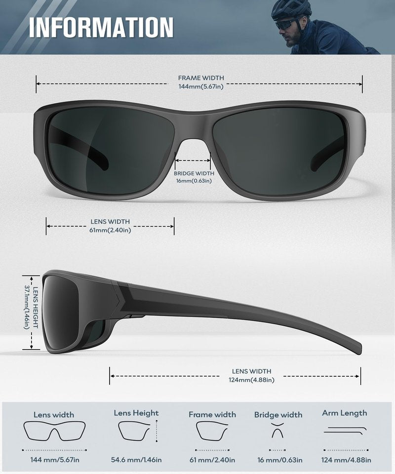 KALIYADI Polarized Sunglasses-for-Men Sports Sunglasses: Mens Sun Glasses with UV400 for Running Fishing Golf