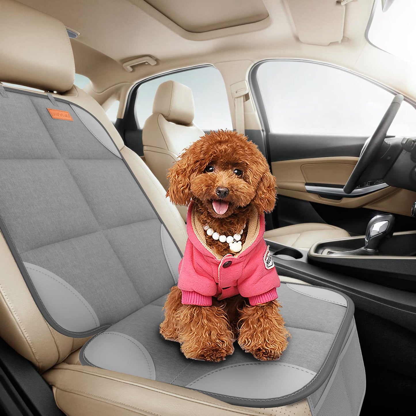 SMART ELF2 Pack Car Seat Protector-600D Fabric Waterproof Carseat Protector with Thicily Padded to Protect Your Car Seats from Child Seats and Pets (Light Grey)