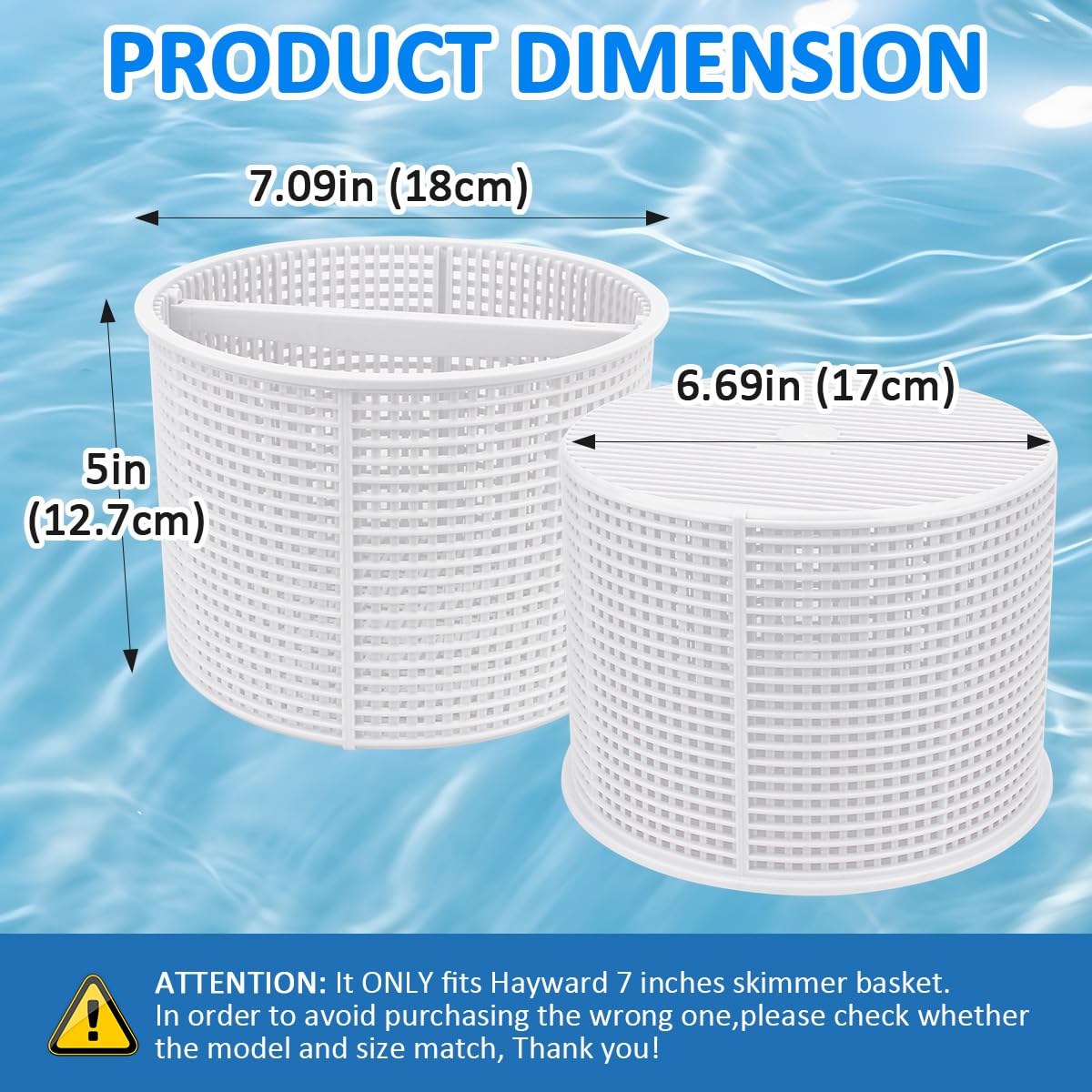 Rushinghorse SPX1082CA 7" Pool Skimmer Basket Replacement, for Hayward Swimming Pool Skimmer SPX1082CA & Aladdin B-152 Skimmer SP1082 SP1083 SP1084 1085 1086 SP1075 Series Skimmers Basket