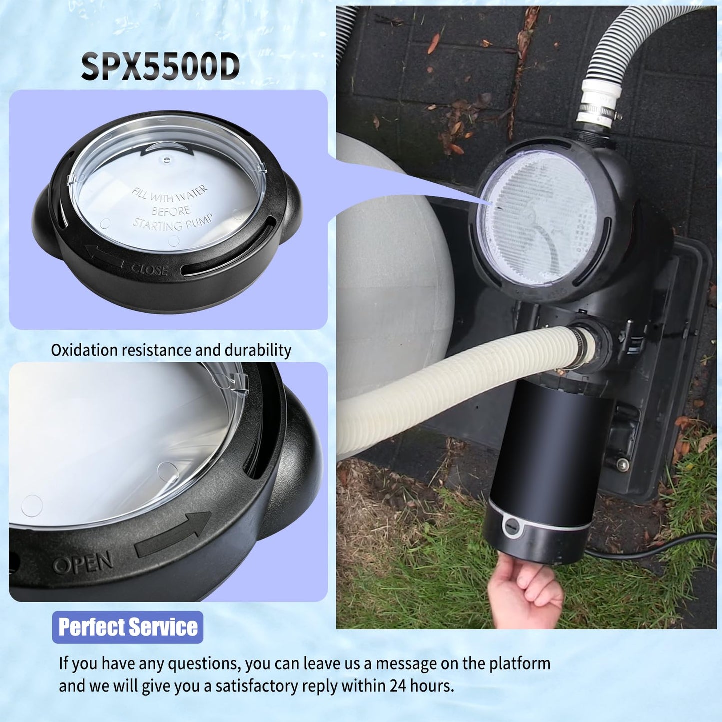 Vsttar SPX5500D Pool Pump Lid,Strainer Cover with Lock Ring and O-Ring Replacement Compatible with Select Hayward Matrix Pump and Filter,SPX5500D Pump Strainer Lid