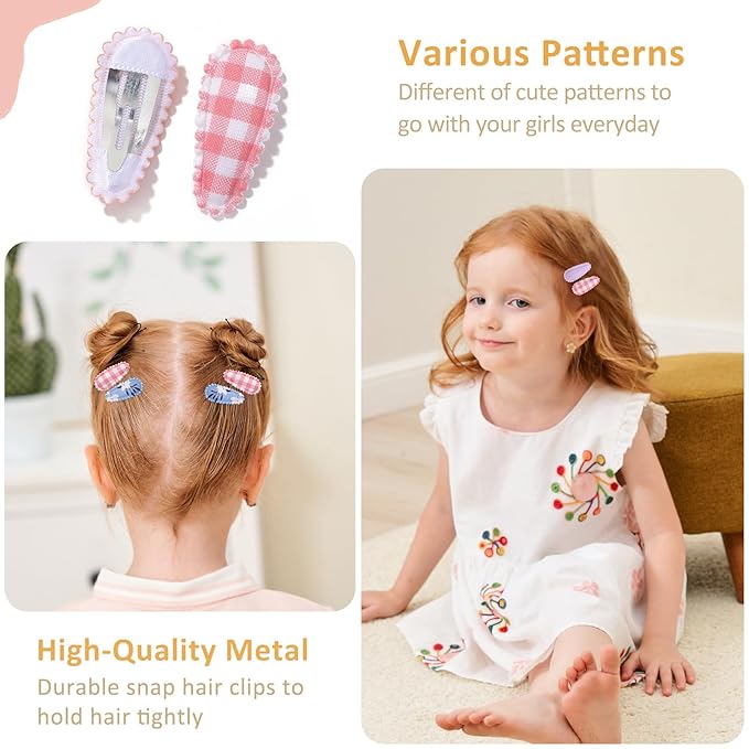 20 PCS Snap Toddler Hair Clips - Flower Patterns, Wrapped Mini Barrettes, Cute Hair Accessories for Girls and Infants