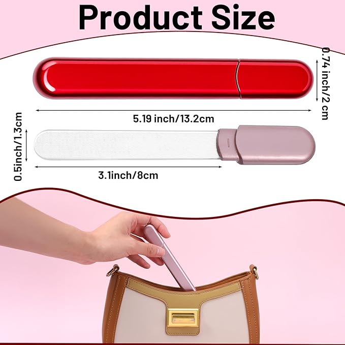 2 Pcs Glass Nail Buffers with Case, Crystal Nails Files Shaping Nano Fingernail Files for Natural and Acrylic Home Salon Use Christmas Gift for Woman and Man