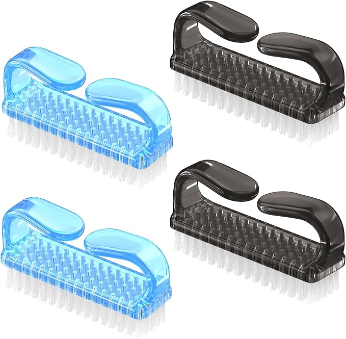 Handle Grip Cleaning Nail Brush, Larbois Nail Brushes Hand Fingernail Brush Cleaner Scrubbing Kit Pedicure for Toes and Nails Men Women (Color-3)