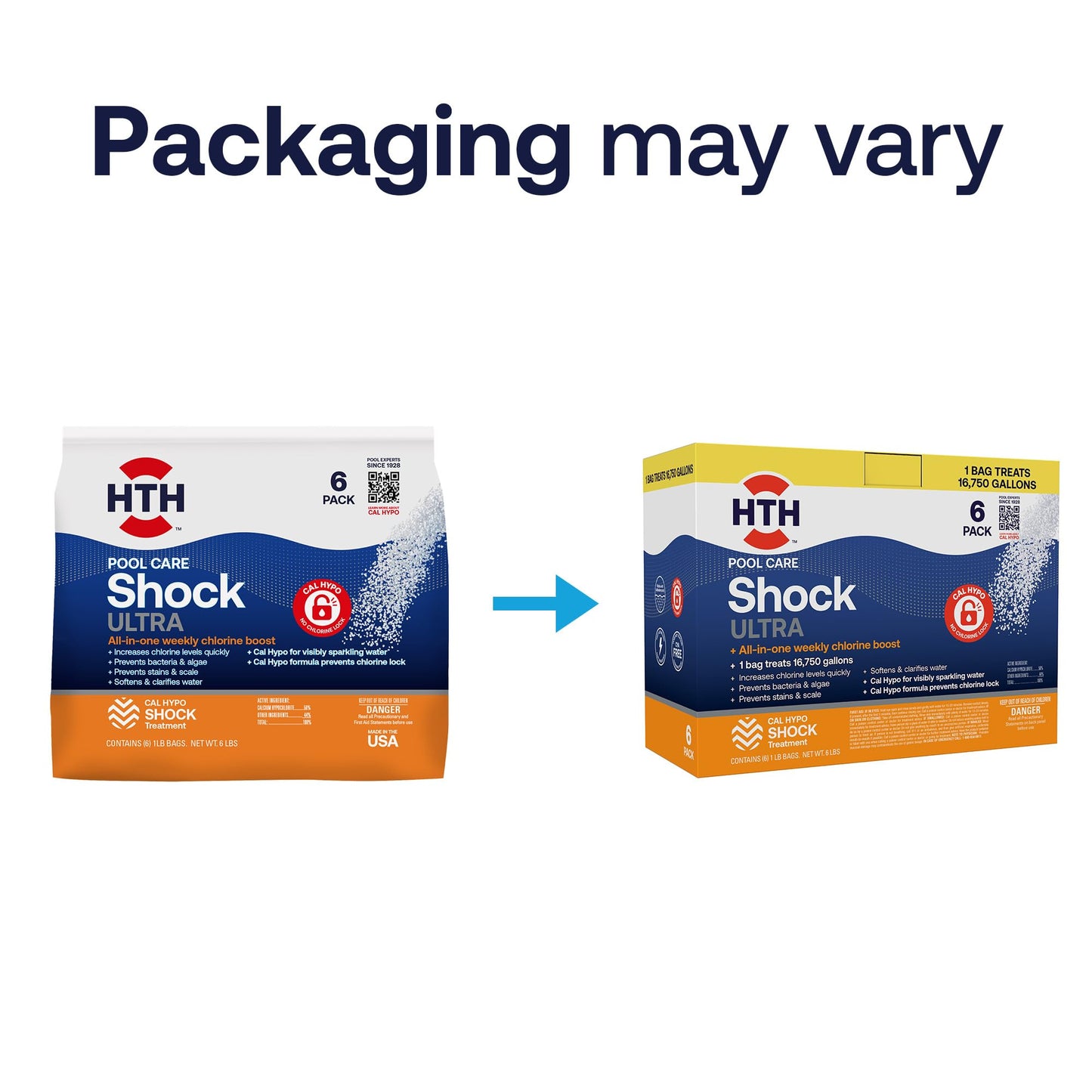 HTH 52040B Swimming Pool Care Shock Ultra, Swimming Pool Chemical, Cal Hypo Formula, 1lb (6 Pack)