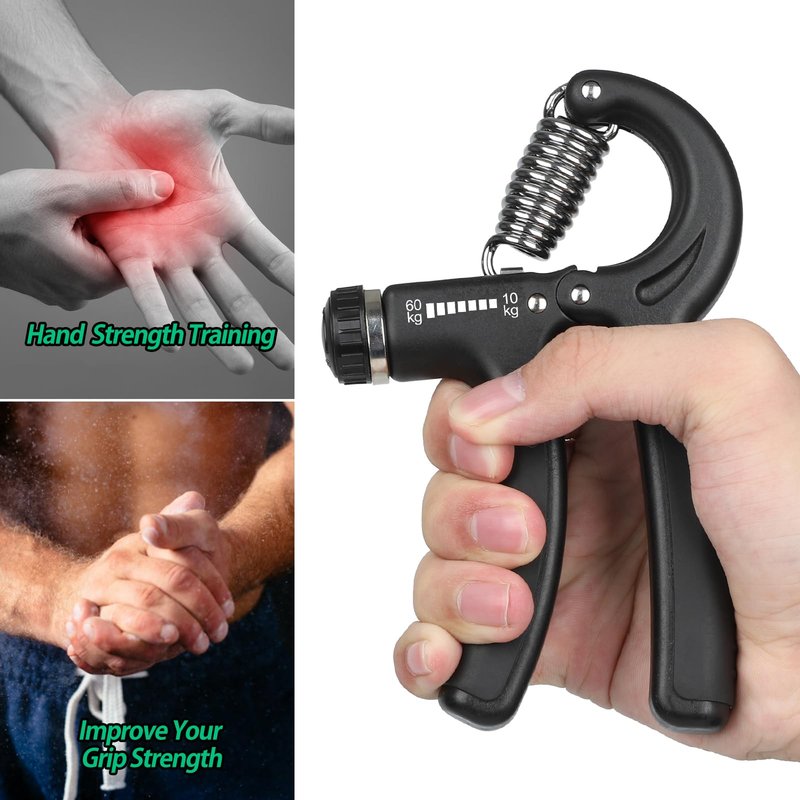 NIYIKOW Grip Strength Trainer, Hand Grip Strengthener, Grip Strengthener, Adjustable Resistance, Forearm Strengthener, Perfect for Musicians Athletes (Black, 1 Pack)