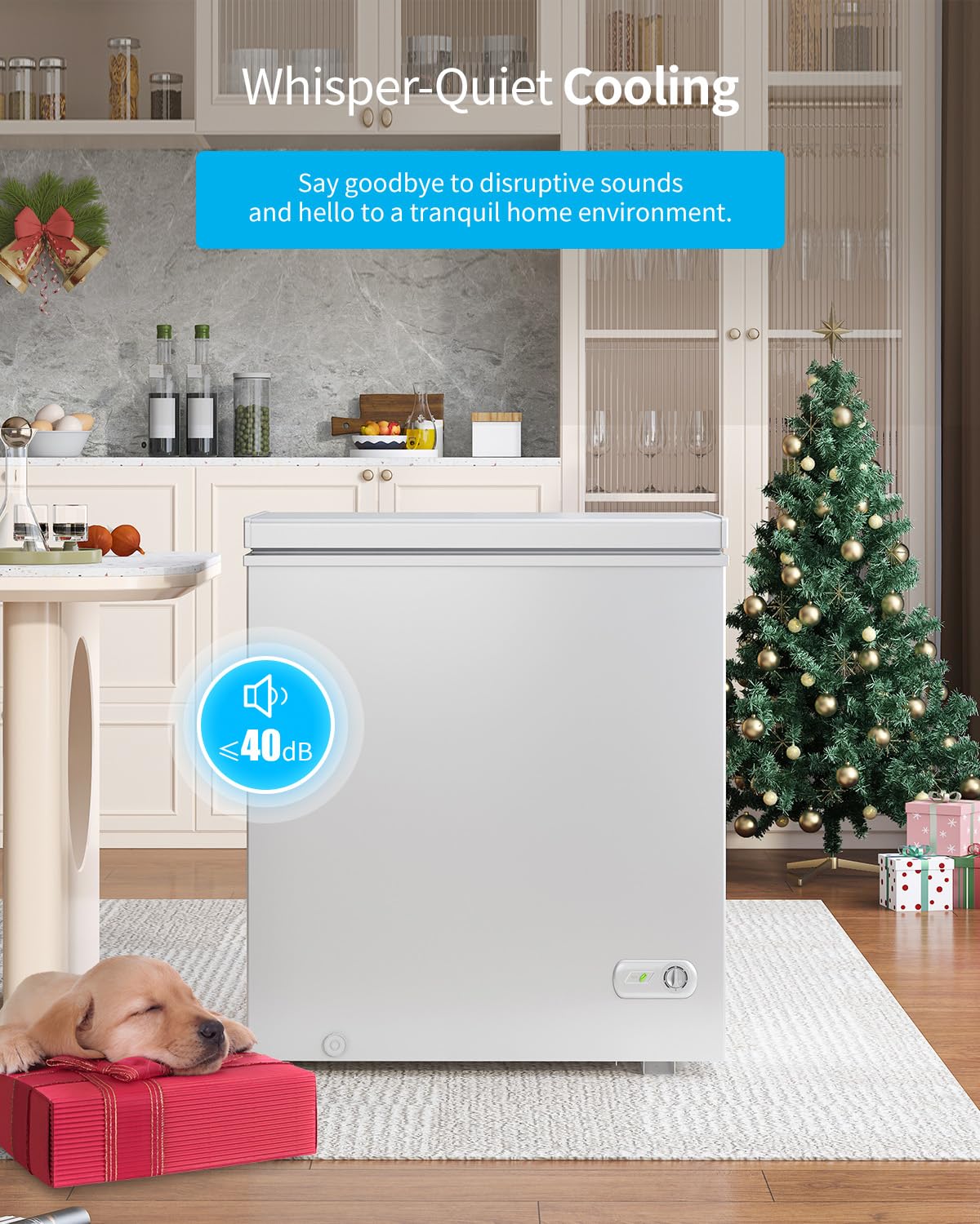 Muhub 7.0 Cubic Feet Chest Freezer, White Deep Freezer with Removable Baskets, Free Standing Top Open Door Compact Freezer with Adjustable Temperature (7.0 Cu.Ft)