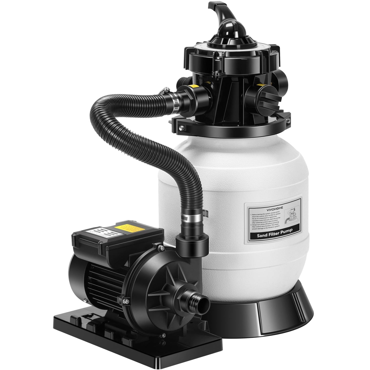 VIVOHOME 2087 GPH Sand Filter Pump for Above Ground Pools up to 4,600 Gallons, 7-Way Valve with 22 lb Sand Capacity, Heavy-Duty Rust-Resistant Housing