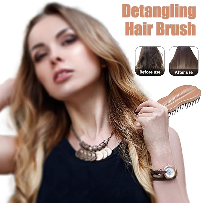 WYNK Hair Brush Detangler for Adults & KidsÃ¯Â¼ÂDetangling Comb Hair Styling Tools & Appliances for Natural/Wavy/Curly/Coily/Wet/Dry/Oil/Thick/Straight/Long Hair (Champagne Gold Electroplate)