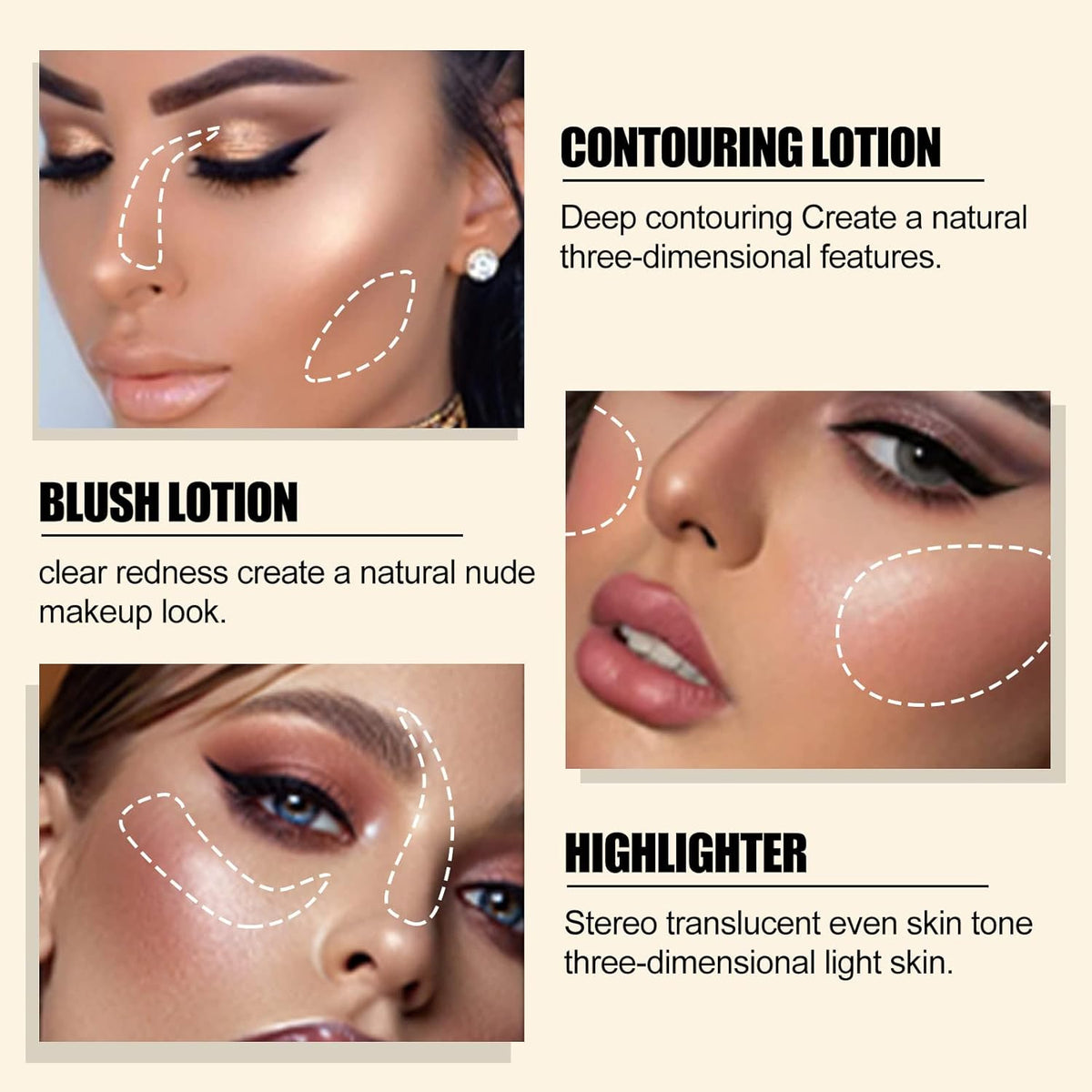 2 Pack Contour Beauty Wand, Highlighter ，Face Concealer Contouring with Cushion Applicator Long Lasting & Smooth Matte Finish Liquid Illuminator Makeup Stick (05 Bronze Gold#06 Rose Gold)