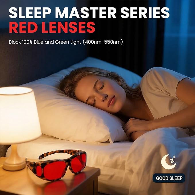 Eyekepper Red Lens Blue Light Glasses Men,Fitover Blue Light Blocking Glasses Women, Red Light Glasses Eye Protection - Tortoise