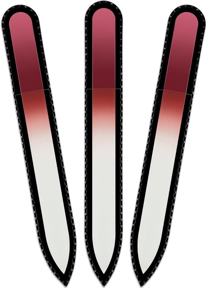 Mont Bleu Rainbow Glass Nail File in Black Pouch - Czech Tempered Glass - Handmade in Bohemia-Czech Republic - Expertly Shape Nails & Enjoy a Smooth Finish