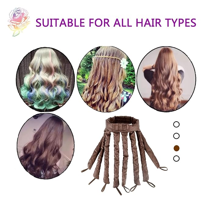 Heatless Curling Rod Headband,2026 New Upgraded Eight Claw Design Heatless Curler with Removable & Adjustable Heatless Curls (Brown)