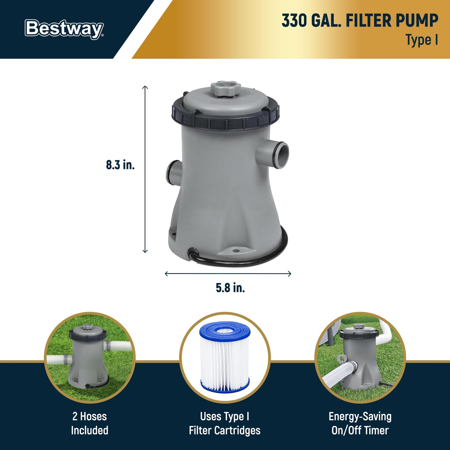 Bestway Steel Pro MAX 10' x 30" Above Ground Pool, Round Metal Frame Outdoor Swimming Pool Set with Filter Pump, Stacked Stone Print