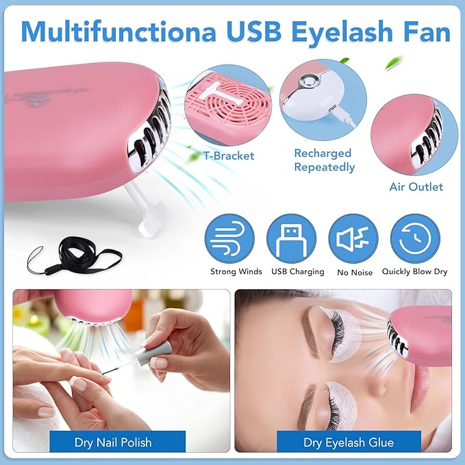 Eyelash Extension Kit for Beginners, Professional Lash Extension Kit with Mannequin Head, Lash Starter Kit with Lash Fan, Lash Extension Supplies for Practice Training Kit