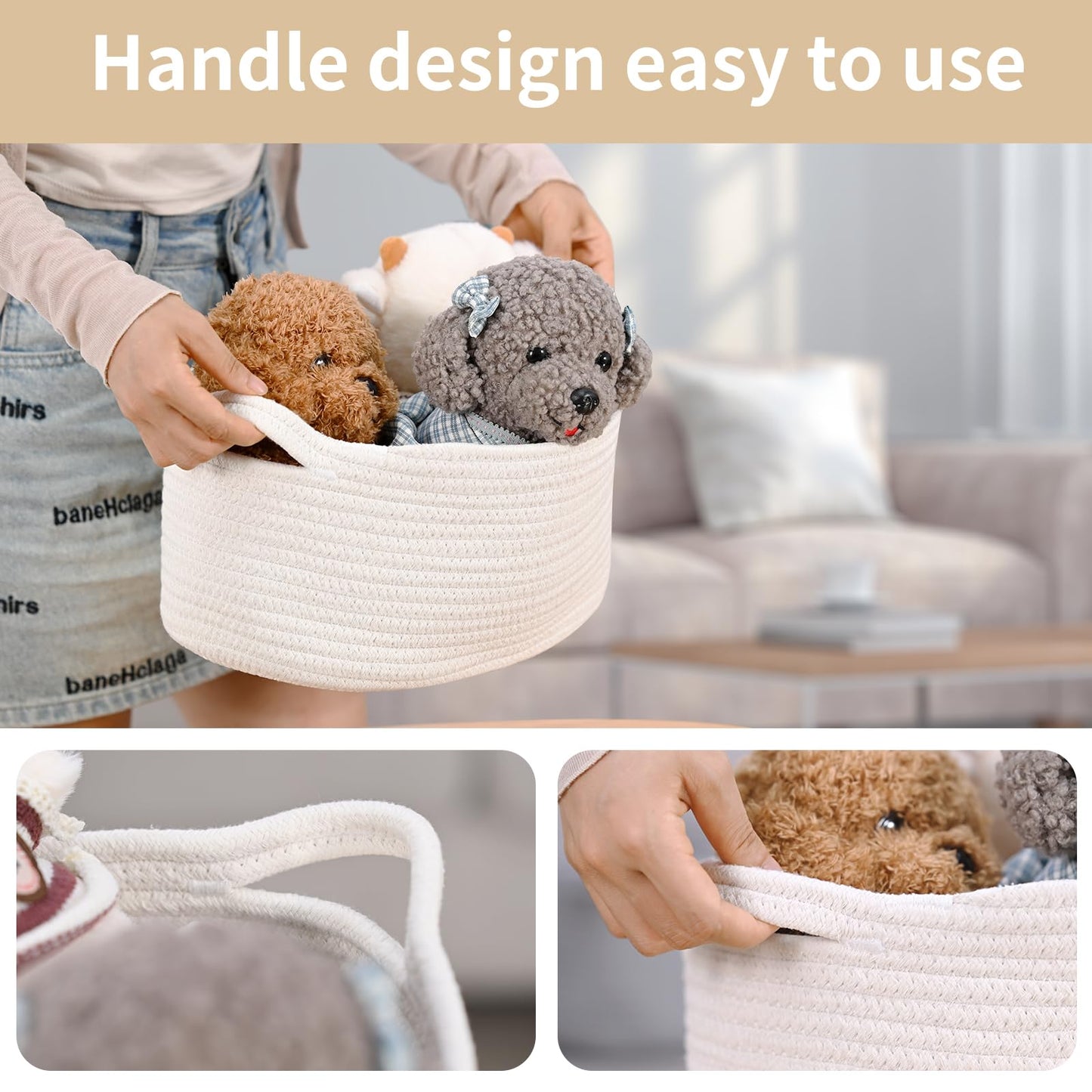 Happyiren Cute Woven Storage Basket with Handle, Baskets for Gifts Empty, Gift Baskets for Valentines Day Birthday Baby Shower Raffle Burr Fundraiser, Decorative Organizer Box for Spring Home Refresh