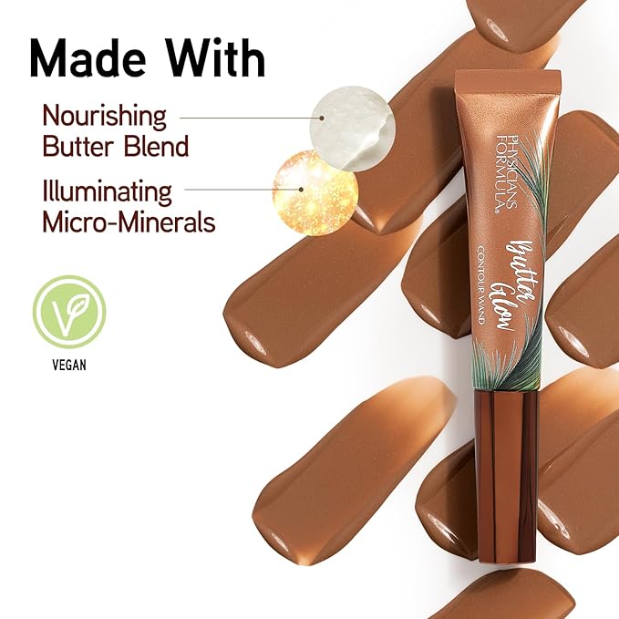 Physicians Formula Butter Glow Contour Wand, Easy Application for Instant Definition, Luxuriously Nourishing & Creamy - Medium to Deep