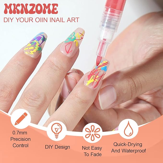 18 Color Nail Art Pens for Painting Nails, 0.7 MM Nail Polish Pens Set Drawing Point Liner Acrylic Painted Pen Kit, Waterproof Quick-drying Nail for DIY Design Manicure Tools