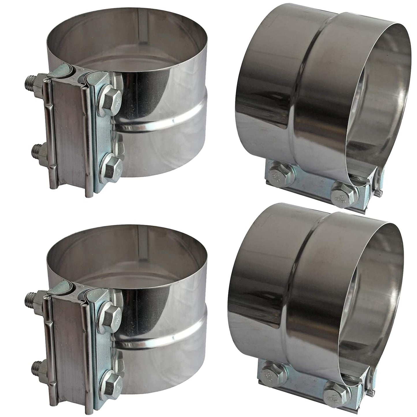 Exhaust Clamps 5" Lap Joint 304 Stainless Steel Band Clamp (4 Pack)
