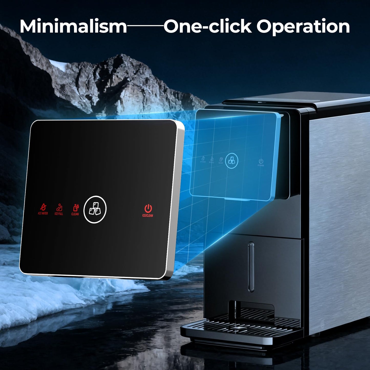 Antarctic Star Countertop Nugget Ice Maker, Self-Cleaning Portable Ice Machine, 33 lb/24H, 1.8L Water Tank, 1.5 lb Ice Storage, Touch Screen & Auto Ice Drop, for Home/Office/Kitchen