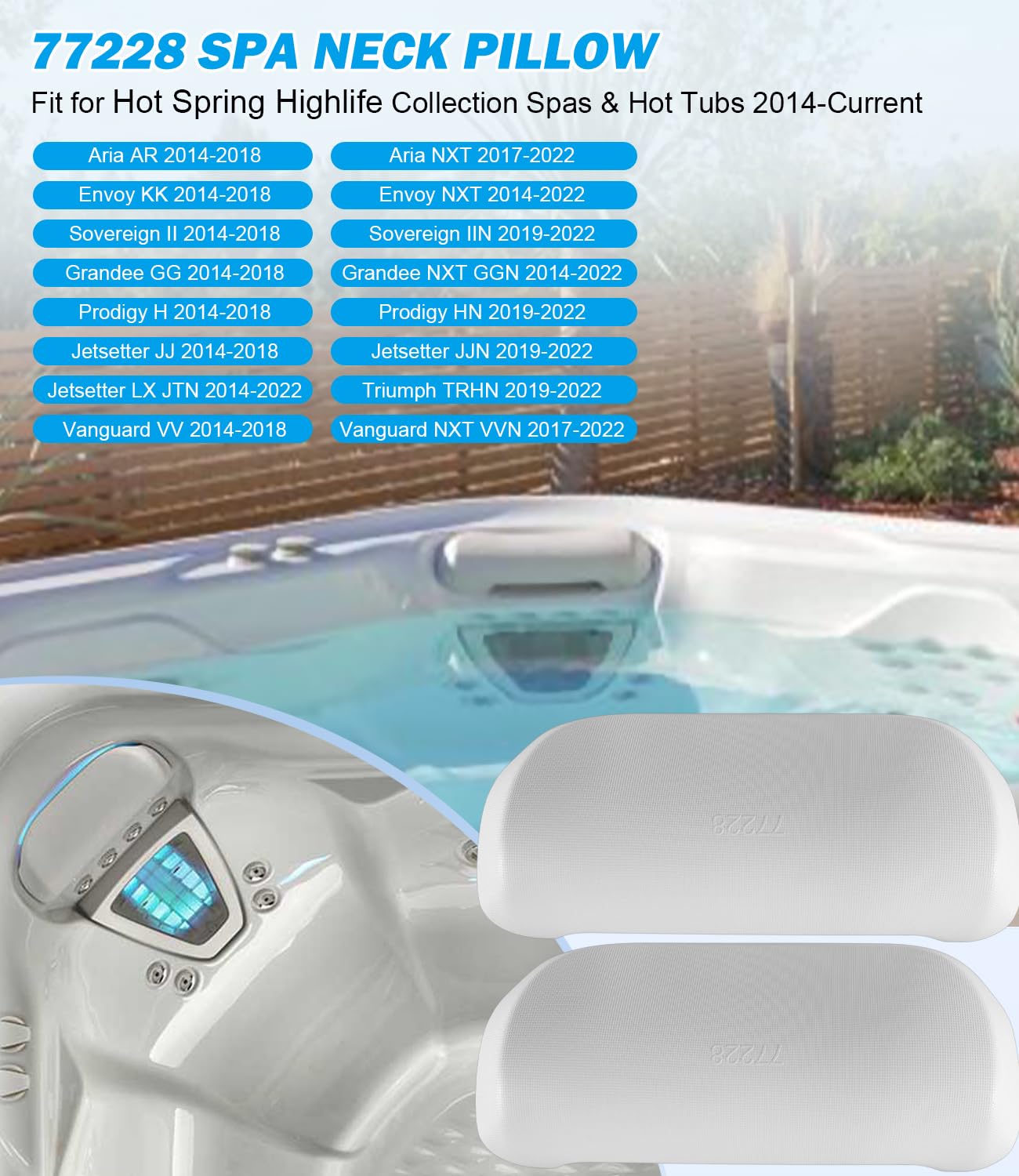 2-Pack 77228 Spas Replacement Pillows for Hot Spring Highlife Collection Hot Tubs 2014-Current, Cool Gray Spa Headrest
