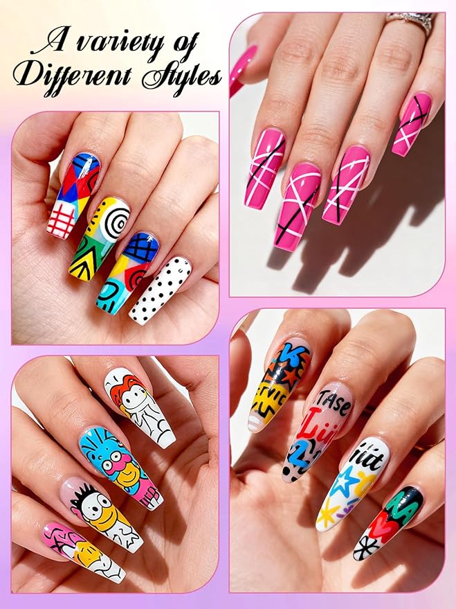 Kalolary 12 Color Nail Art Pens Set, Nail Art Markers Polish Pens Nail Point Graffiti Dotting Pen Drawing Painting Liner Brush for DIY Nail Art Beauty Adorn Manicure Tools