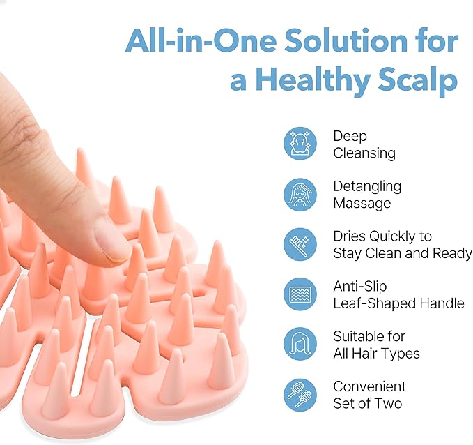 Sylune Scalp Massager Brush 2-Pack Ã¢ÂÂ Leaf-Grip Shampoo Scrubber for Deep Clean & Hair Care, Gentle for All Hair Types