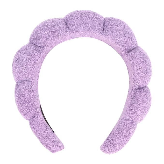 Women Spa Headband, Purp1e - Soft & Comfy Spongy Hairband for Washing Face, Makeup, Skincare, Yoga, Sports, Unique Fluffy Design for Her