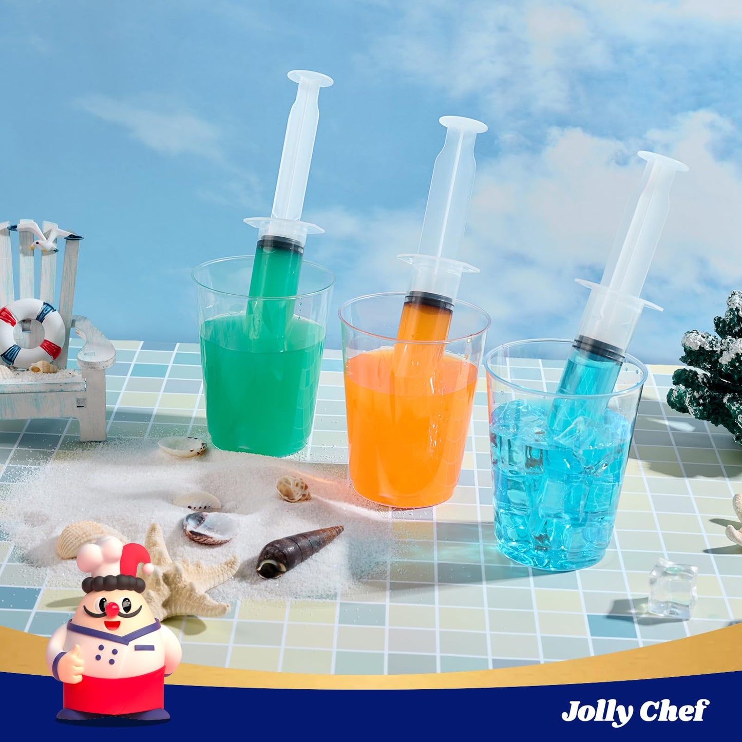 JOLLY CHEF 60 Pack Party Jelly Halloween Shot Syringes, Medium 1.5 oz Container with Lid, Perfect for Plastic Shot Glasses Thanksgiving Christmas