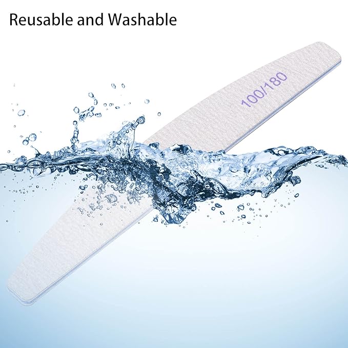 25Pcs 100/180 Grit Nail File Set - Double-Sided Emery Boards for Acrylic, Gel & Natural Nails - Professional Nail Files