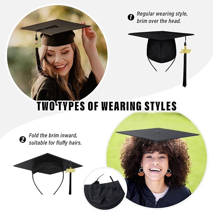 No-Slip Graduation Cap Headband, 2 Pcs Comfortable Grad Cap Headband Insert with Eva Foam Sticker, Reliable Grip for All-Day Ceremony, Fits Most Head Sizes