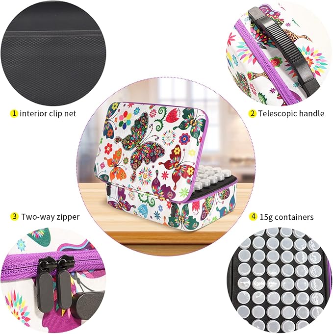 ZORETCO Diamond Painting Storage Containers,120 Slots Diamond Painting Accessories Kits with Tools for Diamond Art Craft Jewelry Beads Organizer