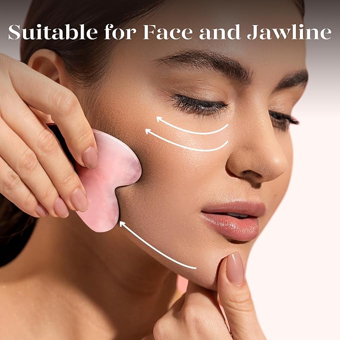 BAIMEI IcyMe Gua Sha Facial Tool for Self Care, Massage Tool for Face and Body, Relieve Tensions,Reduce Wrinkles and Redness, Skin Care Tools for Men Women - Rose Quartz