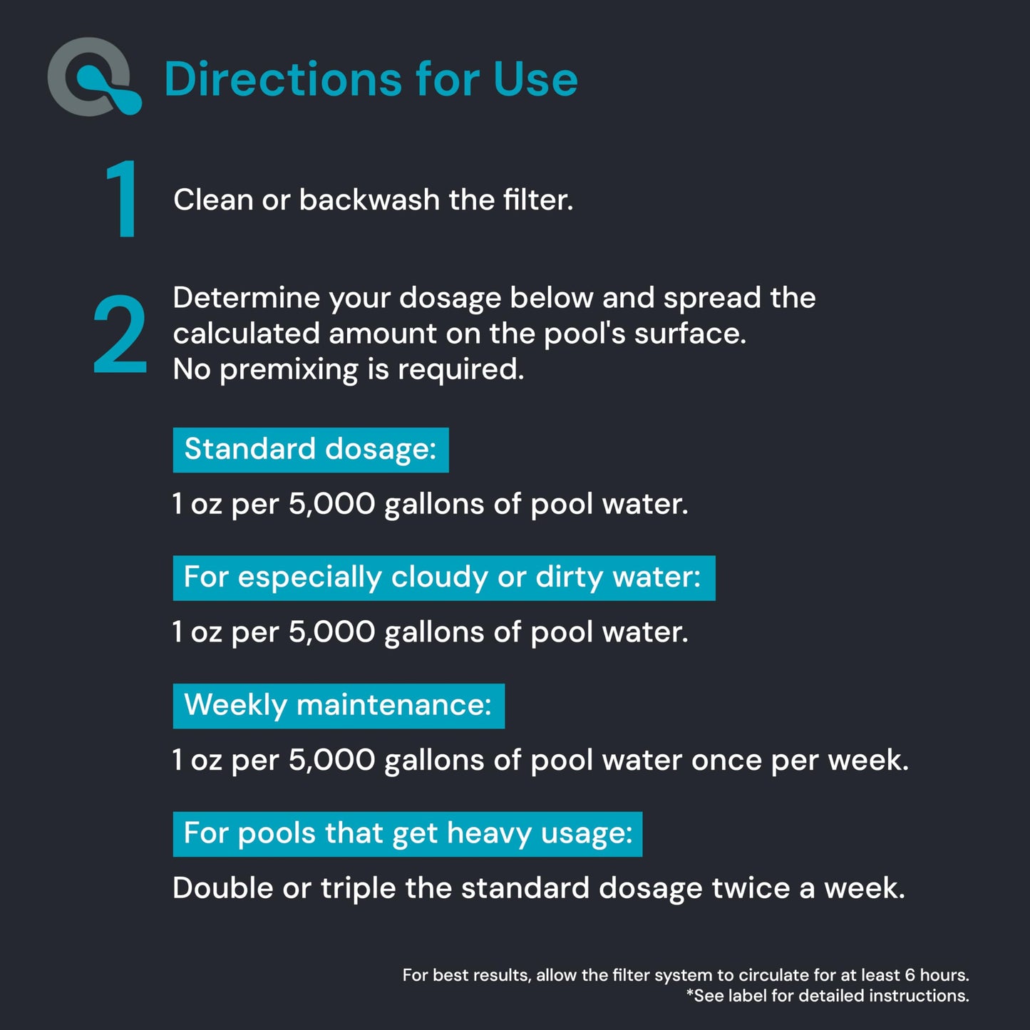 AquaDoc Natural Pool Water Clarifier - 64oz - Helps Clear Cloudy Pool Water for Inground & Above Ground Pools