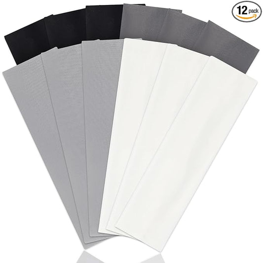 Panleding 12 Pack Sports Headbands for Women, Non-Slip Elastic Soft Hair Bands, Fashion Hair Warp for Workout, Yoga, Running, Fitness (4 Neutral colors)