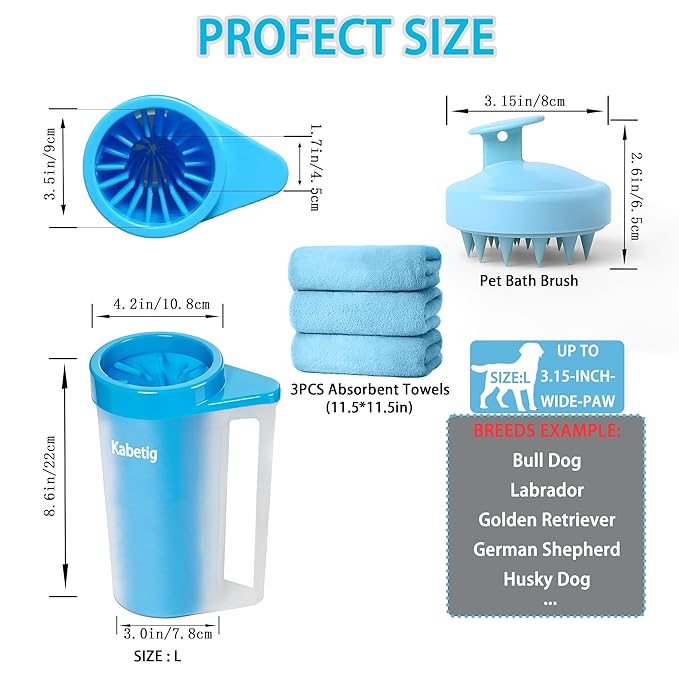 Dog Paw Cleaner with Handle - Foot Washer Cup for Large and Extra Large Breed Dogs