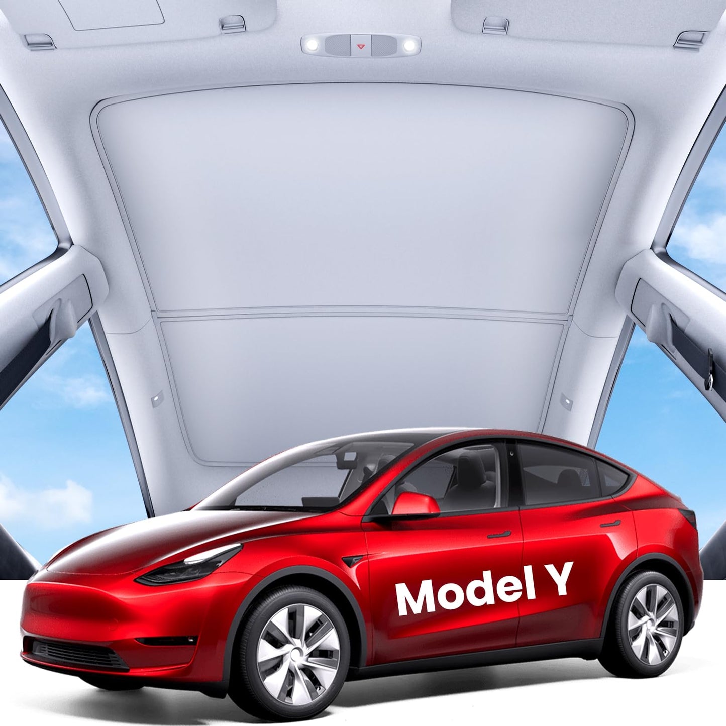 REEVAA 2026 Upgraded Tesla Model Y Sunshade Roof [No Gaps, No Sagging] Model Y Accessories Heat Insulation Foldable Glass Sunroof Cover for Model Y 2020-2025 (Not Fit New Y Juniper), 2PCS, Gray