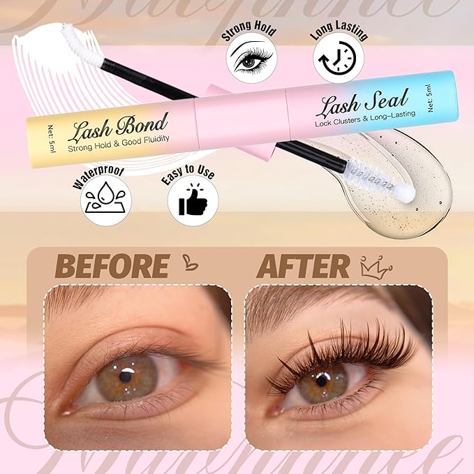 Brown Lash Clutsers Kit Wispy Eyelash Clusters Natural Lashes Extension Kit Dark Brown Individual Eyelashes with Lash Bond and Seal Kit 8-16MM DIY Lash Kit 120 Pcs Cluster Eyelash Extensions Kit