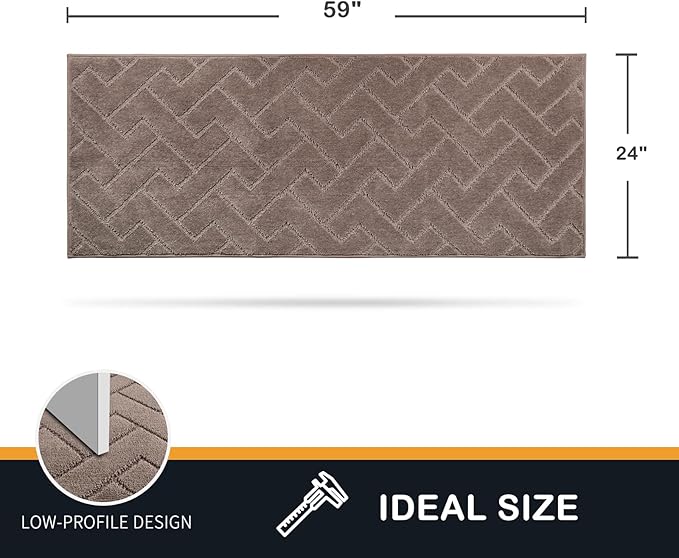 PURRUGS Dirt Trapping Door Mat 24" x 59", Non-Slip Machine Washable Entry Rug, Dog Doormat, Indoor Front Door Mat, Super Absorbent Entryway Rug for Muddy Shoes & Paws, Grayish Brown