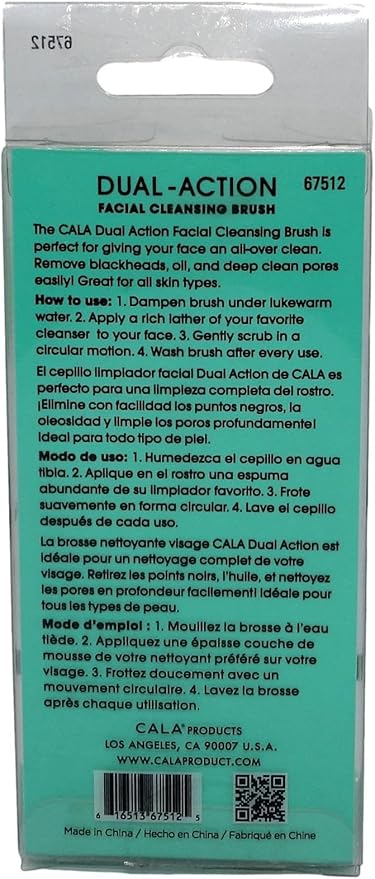 CALA Dual-Action Facial Cleansing Brush (Mint), Superfine Soft Bristles Deep Clean Pores, Removes Oil, Dirt, Makeup + Sunscreen, Water-Resistant for Shower Use, All Skin Types