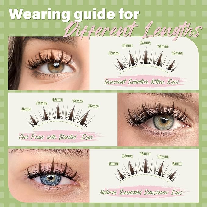 KEYYOU Fairy Brown Lash Clusters Eyelash Extension D Curl 144Pcs Eyelash Extension Wispy Natural Invisible Band Lash with Waterproof DIY Lash Extension at Home(Fairy Brown-D-8-18MIX)