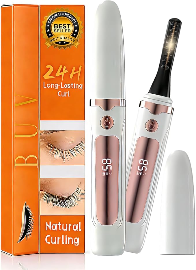 Heated Eyelash Curler – Fast 5s Heat-Up, USB Rechargeable Electric Eyelash Curler, LED Display, Anti-Burn, 24H Long-Lasting Curl, Perfect Gift for Women (White A1)