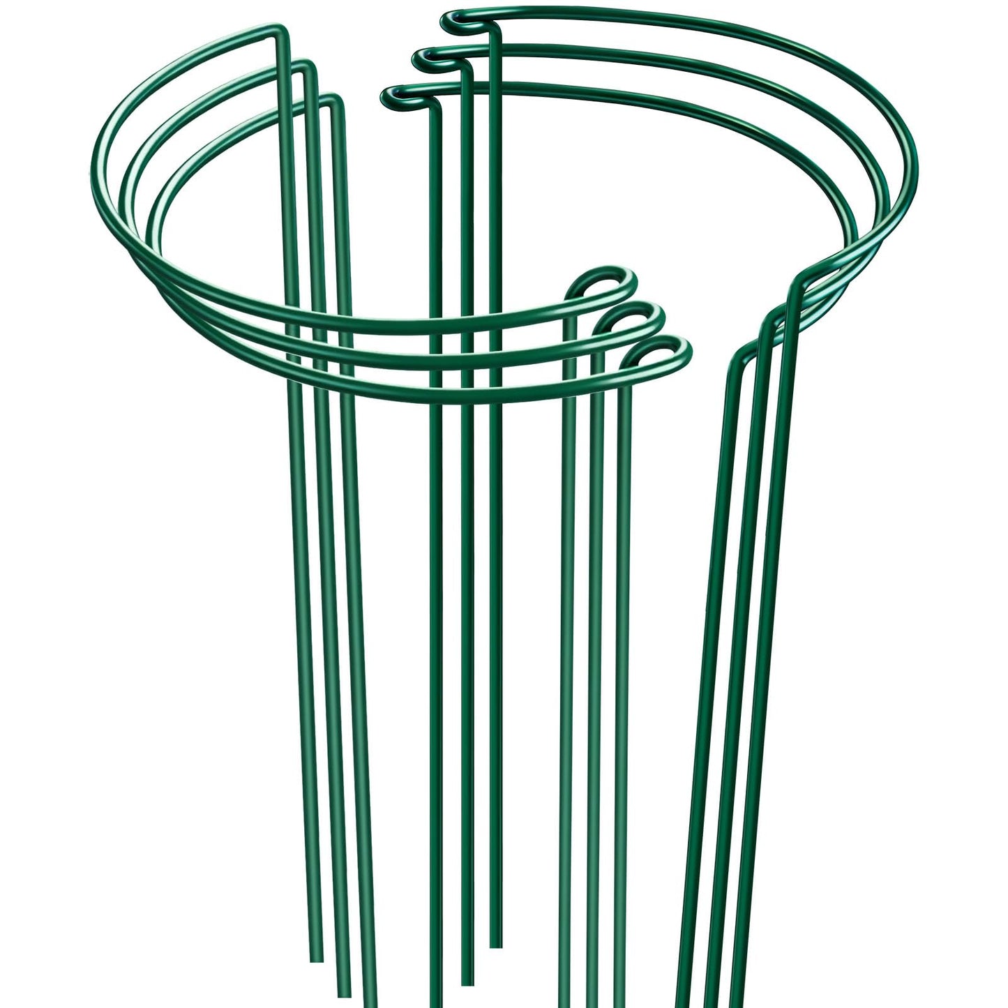 HiGift 6 Pack 24 Inch Plant Stakes, 10" Wide x 24" High Half Round Metal Peony Cages and Support, Green Garden Plant Stake Plant Support Ring Border for Peony Tomato,Hydrangea,Flower Indoor Outdoor