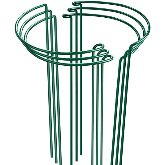 HiGift 6 Pack 24 Inch Plant Stakes, 10" Wide x 24" High Half Round Metal Peony Cages and Support, Green Garden Plant Stake Plant Support Ring Border for Peony Tomato,Hydrangea,Flower Indoor Outdoor