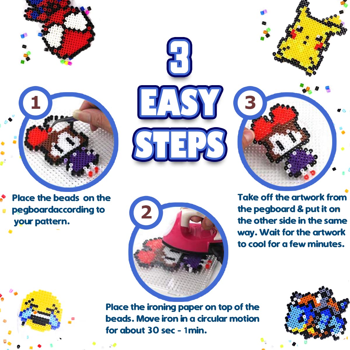 FUNZBO 5500 5mm Fuse Beads Kit - 24 Colors | 111 Patterns, Arts and Crafts for Girls and Boys, Kids Toys Set, Gifts for Kids, Teens and Adults Age 5+ Years Old